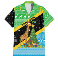 Tanzania Christmas Family Matching Off Shoulder Maxi Dress and Hawaiian Shirt with Giraffe Christmas Tree Snowflakes and Flag - Wonder Print Shop