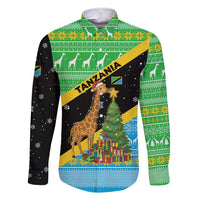 Tanzania Christmas Family Matching Short Sleeve Bodycon Dress and Hawaiian Shirt with Giraffe Christmas Tree Snowflakes and Flag - Wonder Print Shop