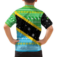 Tanzania Christmas Family Matching Summer Maxi Dress and Hawaiian Shirt with Giraffe Christmas Tree Snowflakes and Flag - Wonder Print Shop