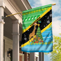 Tanzania Christmas Garden Flag with Giraffe Christmas Tree Snowflakes and Flag - Wonder Print Shop