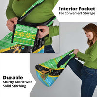 Tanzania Christmas Grocery Bag with Giraffe Christmas Tree Snowflakes and Flag - Wonder Print Shop