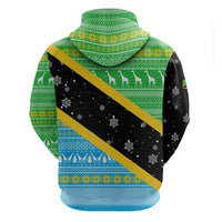 Tanzania Christmas Hoodie with Giraffe Christmas Tree Snowflakes and Flag - Wonder Print Shop
