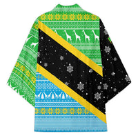 Tanzania Christmas Kimono with Giraffe Christmas Tree Snowflakes and Flag - Wonder Print Shop