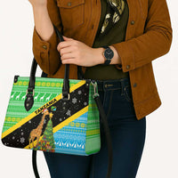 Tanzania Christmas Leather Bag with Giraffe Christmas Tree Snowflakes and Flag - Wonder Print Shop