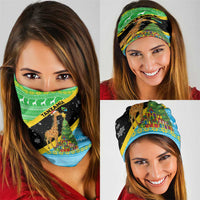 Tanzania Christmas Neck Gaiter with Giraffe Christmas Tree Snowflakes and Flag - Wonder Print Shop