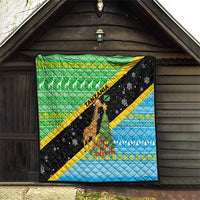 Tanzania Christmas Quilt with Giraffe Christmas Tree Snowflakes and Flag - Wonder Print Shop