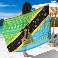 Tanzania Christmas Sarong with Giraffe Christmas Tree Snowflakes and Flag - Wonder Print Shop