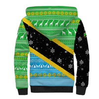 Tanzania Christmas Sherpa Hoodie with Giraffe Christmas Tree Snowflakes and Flag - Wonder Print Shop
