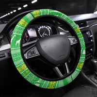 Tanzania Christmas Steering Wheel Cover with Giraffe Christmas Tree Snowflakes and Flag - Wonder Print Shop