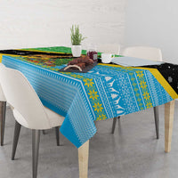 Tanzania Christmas Tablecloth with Giraffe Christmas Tree Snowflakes and Flag - Wonder Print Shop