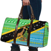 Tanzania Christmas Travel Bag with Giraffe Christmas Tree Snowflakes and Flag - Wonder Print Shop