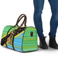 Tanzania Christmas Travel Bag with Giraffe Christmas Tree Snowflakes and Flag - Wonder Print Shop