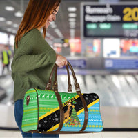 Tanzania Christmas Travel Bag with Giraffe Christmas Tree Snowflakes and Flag - Wonder Print Shop
