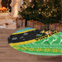 Tanzania Christmas Tree Skirt with Giraffe Christmas Tree Snowflakes and Flag - Wonder Print Shop