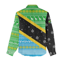 Tanzania Christmas Women Casual Shirt with Giraffe Christmas Tree Snowflakes and Flag - Wonder Print Shop