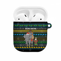 Tanzania Christmas AirPods Case with Santa Riding Elephant Snowflakes and Colorful African - Wonder Print Shop