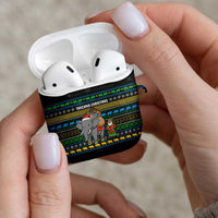 Tanzania Christmas AirPods Case with Santa Riding Elephant Snowflakes and Colorful African - Wonder Print Shop