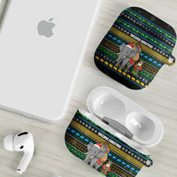 Tanzania Christmas AirPods Case with Santa Riding Elephant Snowflakes and Colorful African - Wonder Print Shop