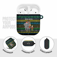 Tanzania Christmas AirPods Case with Santa Riding Elephant Snowflakes and Colorful African - Wonder Print Shop