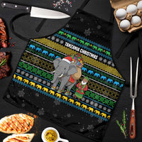 Tanzania Christmas Apron with Santa Riding Elephant Snowflakes and Colorful African - Wonder Print Shop
