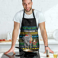 Tanzania Christmas Apron with Santa Riding Elephant Snowflakes and Colorful African - Wonder Print Shop