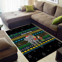 Tanzania Christmas Area Rug with Santa Riding Elephant Snowflakes and Colorful African - Wonder Print Shop
