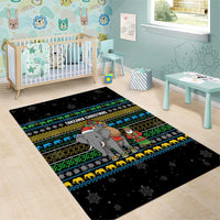 Tanzania Christmas Area Rug with Santa Riding Elephant Snowflakes and Colorful African - Wonder Print Shop