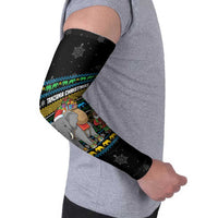 Tanzania Christmas Arm Sleeves with Santa Riding Elephant Snowflakes and Colorful African - Wonder Print Shop