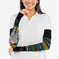 Tanzania Christmas Arm Sleeves with Santa Riding Elephant Snowflakes and Colorful African - Wonder Print Shop