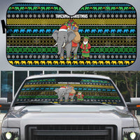Tanzania Christmas Auto Sun Shade with Santa Riding Elephant Snowflakes and Colorful African - Wonder Print Shop