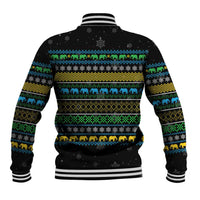 Tanzania Christmas Baseball Jacket with Santa Riding Elephant Snowflakes and Colorful African - Wonder Print Shop