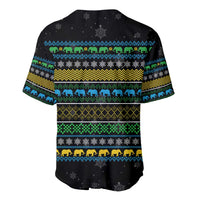 Tanzania Christmas Baseball Jersey with Santa Riding Elephant Snowflakes and Colorful African - Wonder Print Shop
