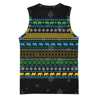 Tanzania Christmas Basketball Jersey with Santa Riding Elephant Snowflakes and Colorful African - Wonder Print Shop