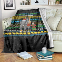 Tanzania Christmas Blanket with Santa Riding Elephant Snowflakes and Colorful African - Wonder Print Shop
