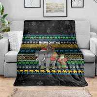 Tanzania Christmas Blanket with Santa Riding Elephant Snowflakes and Colorful African - Wonder Print Shop