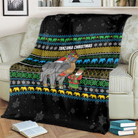 Tanzania Christmas Blanket with Santa Riding Elephant Snowflakes and Colorful African - Wonder Print Shop
