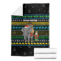 Tanzania Christmas Blanket with Santa Riding Elephant Snowflakes and Colorful African - Wonder Print Shop