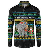 Tanzania Christmas Button Sweatshirt with Santa Riding Elephant Snowflakes and Colorful African - Wonder Print Shop