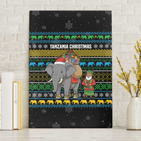 Tanzania Christmas Canvas Wall Art with Santa Riding Elephant Snowflakes and Colorful African - Wonder Print Shop