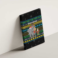 Tanzania Christmas Canvas Wall Art with Santa Riding Elephant Snowflakes and Colorful African - Wonder Print Shop