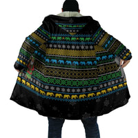 Tanzania Christmas Cloak with Santa Riding Elephant Snowflakes and Colorful African - Wonder Print Shop