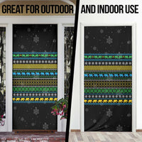 Tanzania Christmas Door Cover with Santa Riding Elephant Snowflakes and Colorful African - Wonder Print Shop
