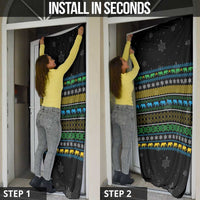 Tanzania Christmas Door Cover with Santa Riding Elephant Snowflakes and Colorful African - Wonder Print Shop