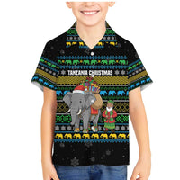 Tanzania Christmas Family Matching Mermaid Dress and Hawaiian Shirt with Santa Riding Elephant Snowflakes and Colorful African - Wonder Print Shop