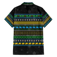 Tanzania Christmas Family Matching Off The Shoulder Long Sleeve Dress and Hawaiian Shirt with Santa Riding Elephant Snowflakes and Colorful African - Wonder Print Shop