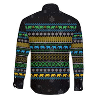 Tanzania Christmas Family Matching Off The Shoulder Long Sleeve Dress and Hawaiian Shirt with Santa Riding Elephant Snowflakes and Colorful African - Wonder Print Shop