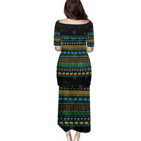 Tanzania Christmas Family Matching Puletasi and Hawaiian Shirt with Santa Riding Elephant Snowflakes and Colorful African - Wonder Print Shop