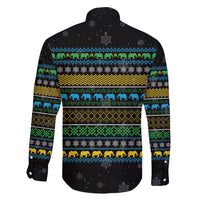Tanzania Christmas Family Matching Short Sleeve Bodycon Dress and Hawaiian Shirt with Santa Riding Elephant Snowflakes and Colorful African - Wonder Print Shop
