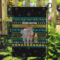 Tanzania Christmas Garden Flag with Santa Riding Elephant Snowflakes and Colorful African - Wonder Print Shop