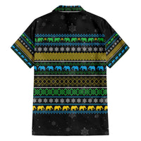 Tanzania Christmas Hawaiian Shirt with Santa Riding Elephant Snowflakes and Colorful African - Wonder Print Shop